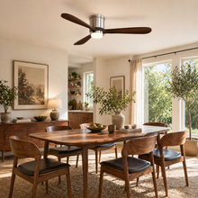 Mayna Flush Ceiling Fan 52" · Dark Walnut Solid Wood Blades