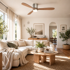 Mayna Flush Ceiling Fan 52" · Light Walnut Solid Wood Blades
