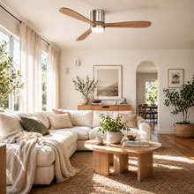 Mayna Flush Ceiling Fan 52" · Light Walnut Solid Wood Blades