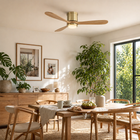 Mayna Flush Ceiling Fan 52" · Natural Solid Wood Blades