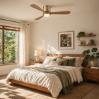 Mayna Flush Ceiling Fan 52" · Natural Solid Wood Blades