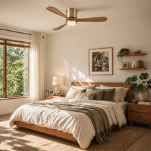Mayna Flush Ceiling Fan 52" · Natural Solid Wood Blades