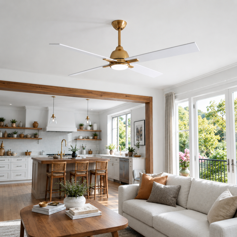 Linden White Ceiling Fan with Light 48"