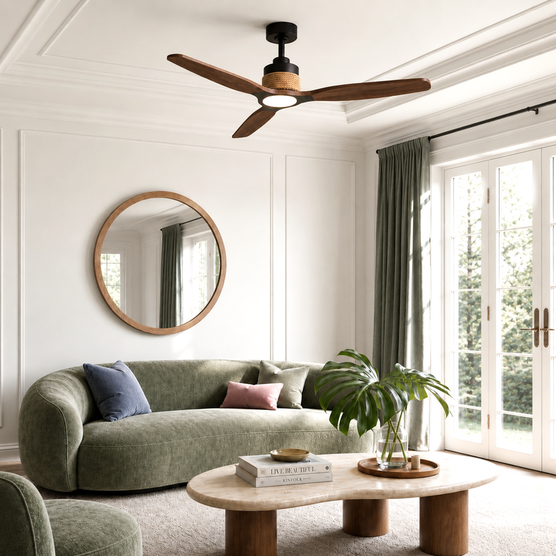 Louise Matte Black Fan 56" · Solid Wood Blades