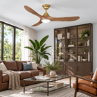 Sylvie 60" Solid Wood Ceiling Fan with Light · Natural Wood & Brass
