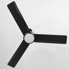 Modern black three-blade ceiling fan with sleek design on a white background