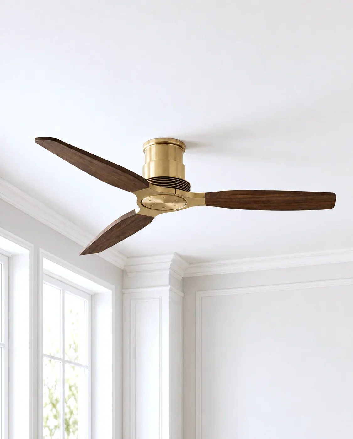 Louise Flush Ceiling Fan 48" · Solid Wood Blades · No Light