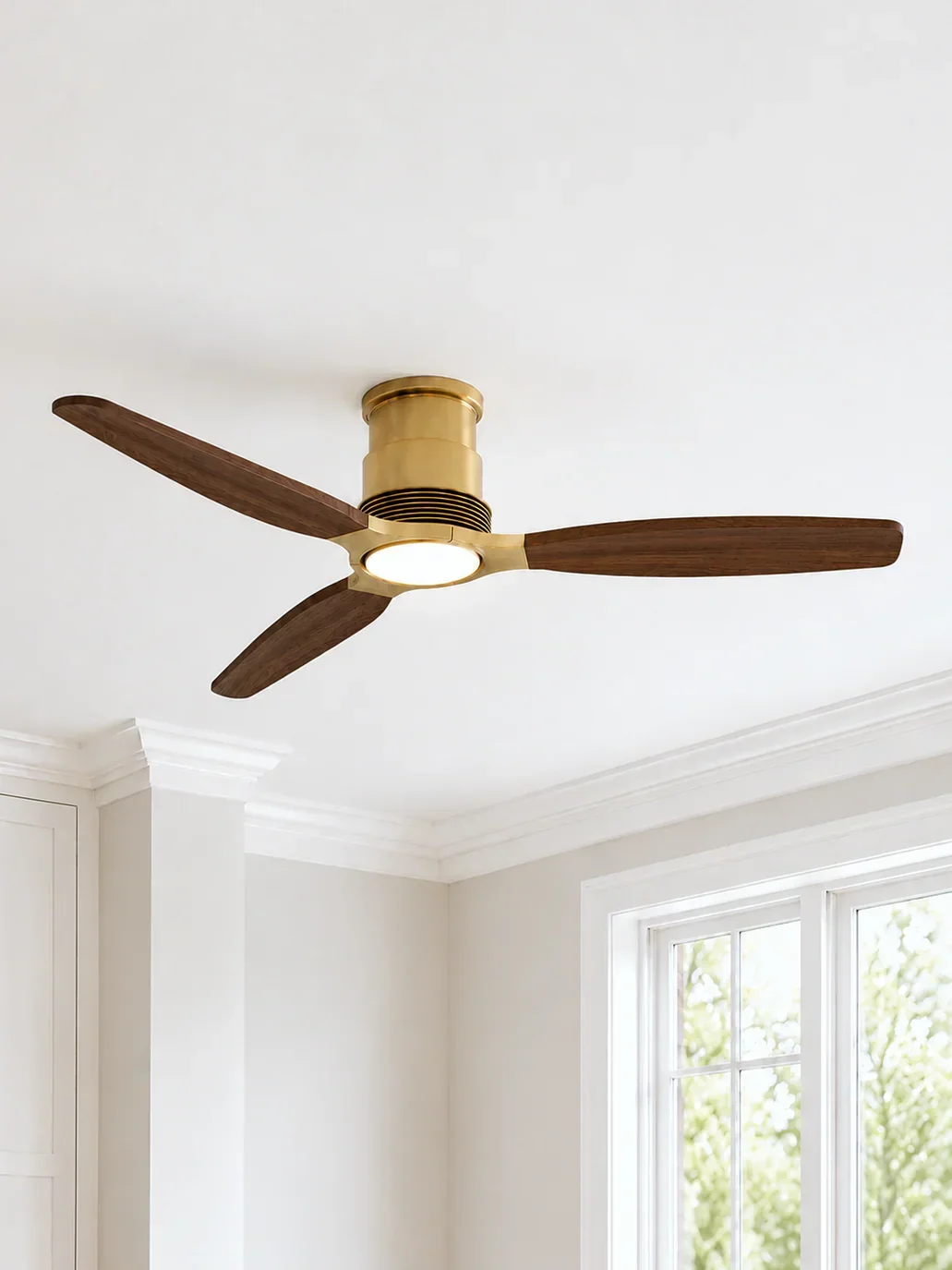 Louise Flush Ceiling Fan 48" · Solid Wood Blades · No Light