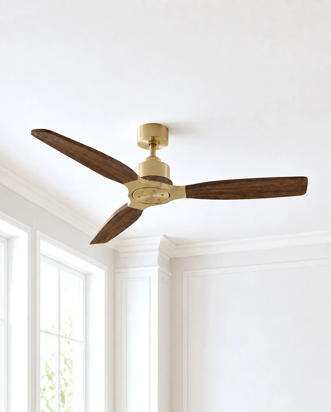 Louise Flush Ceiling Fan 48" · Solid Wood Blades · No Light