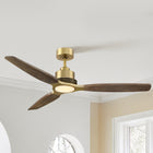 Brass Wood-Blade Ceiling Fan 56"