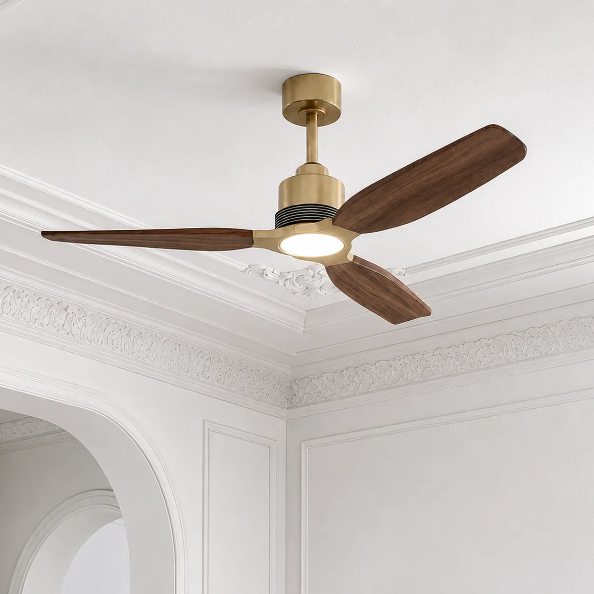 Louise Flush Ceiling Fan 48" · Solid Wood Blades · No Light