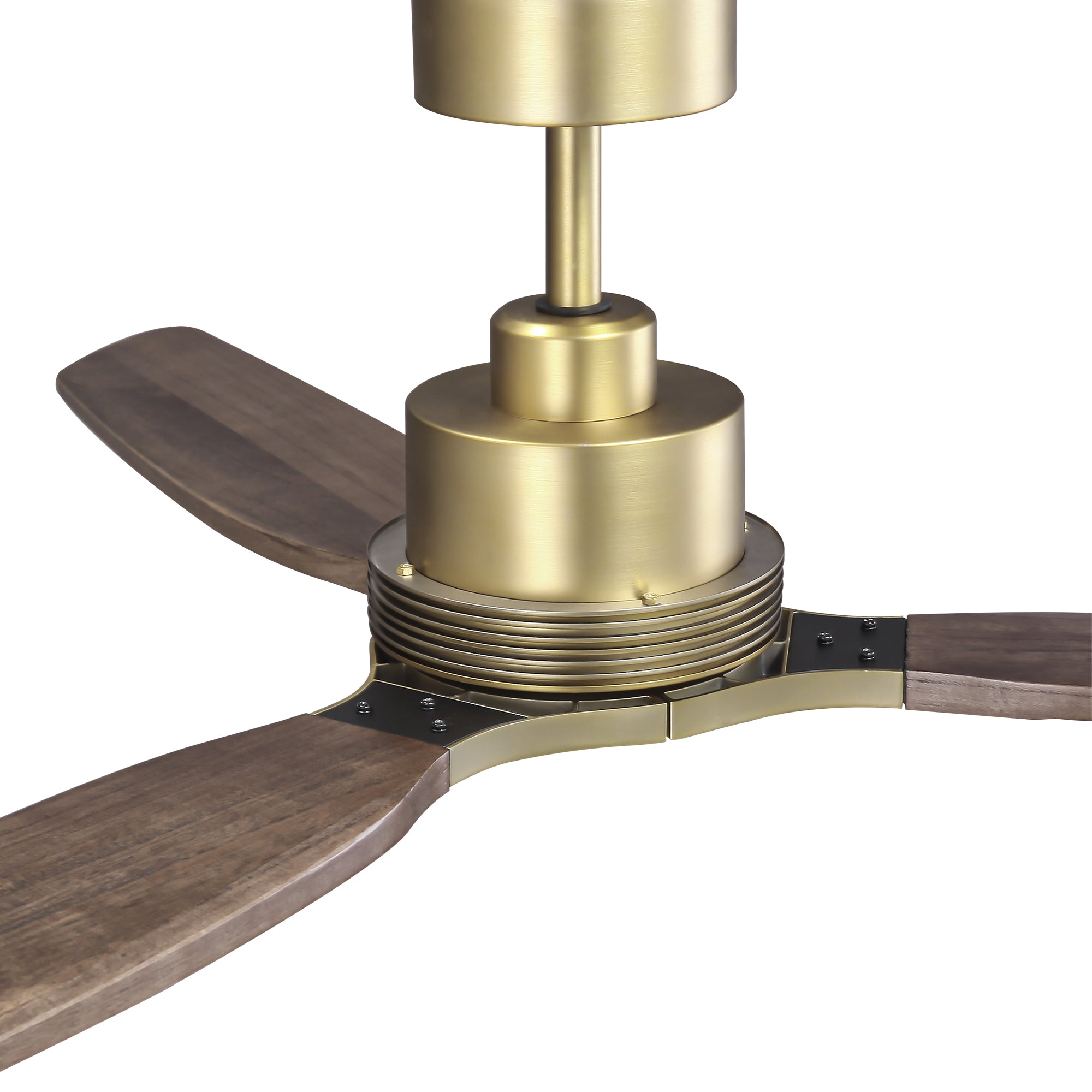 Brass Wood-Blade Ceiling Fan 56"