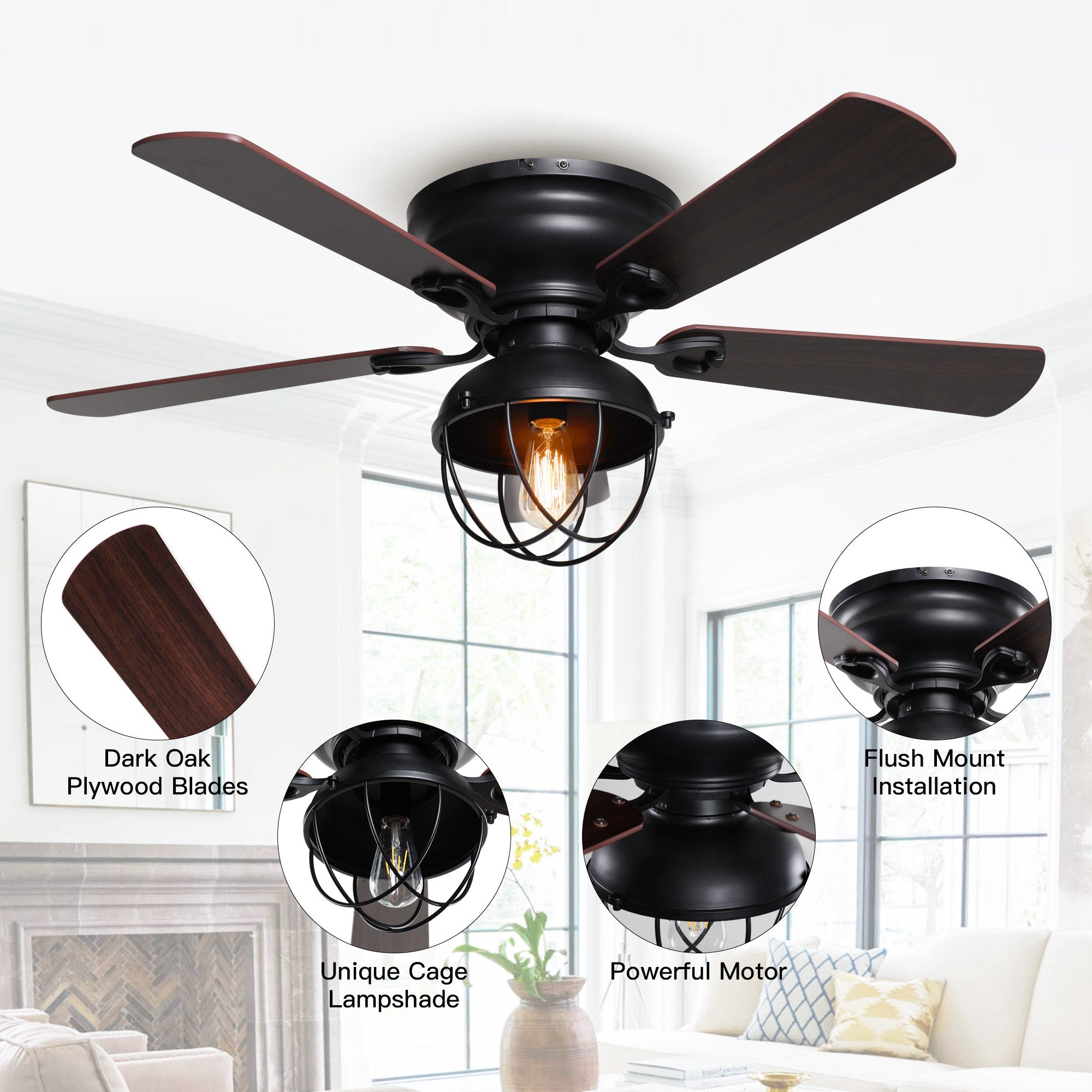 SereneLux Ceiling Fan with Light 42"