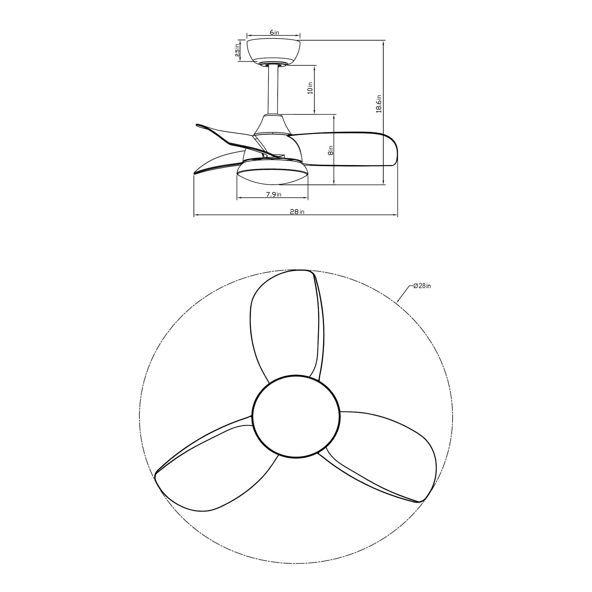 Mignon Mini White Modern Fan 28" - Perimost