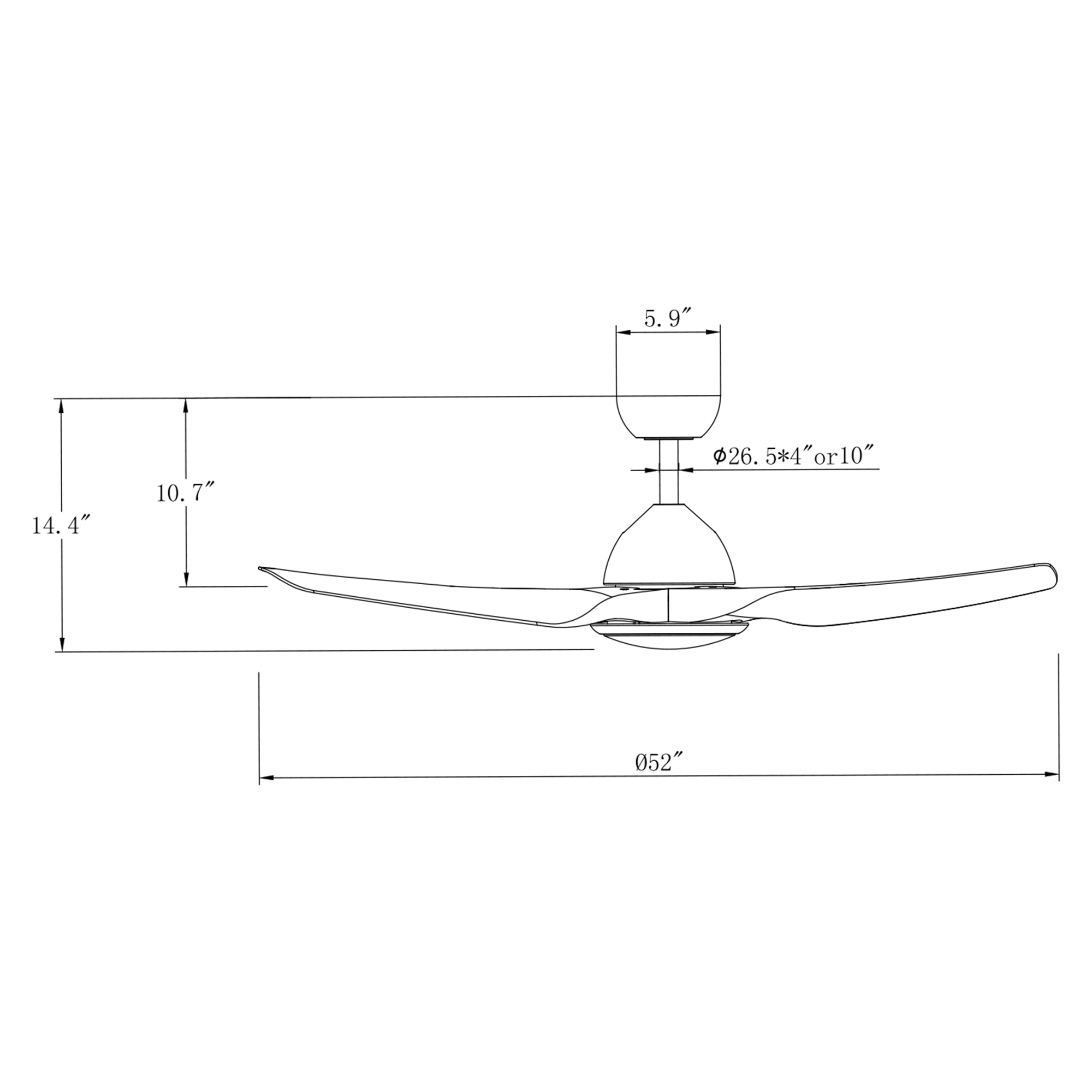 Breeze White Ceiling Fan 52"