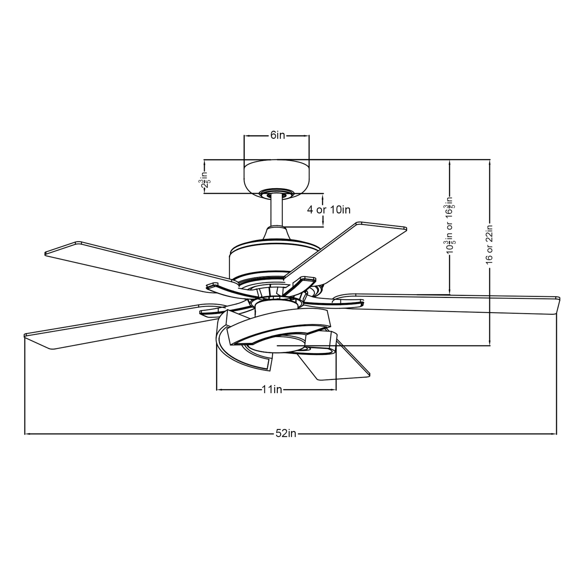 Vendome Ceiling Fan with Light 52"