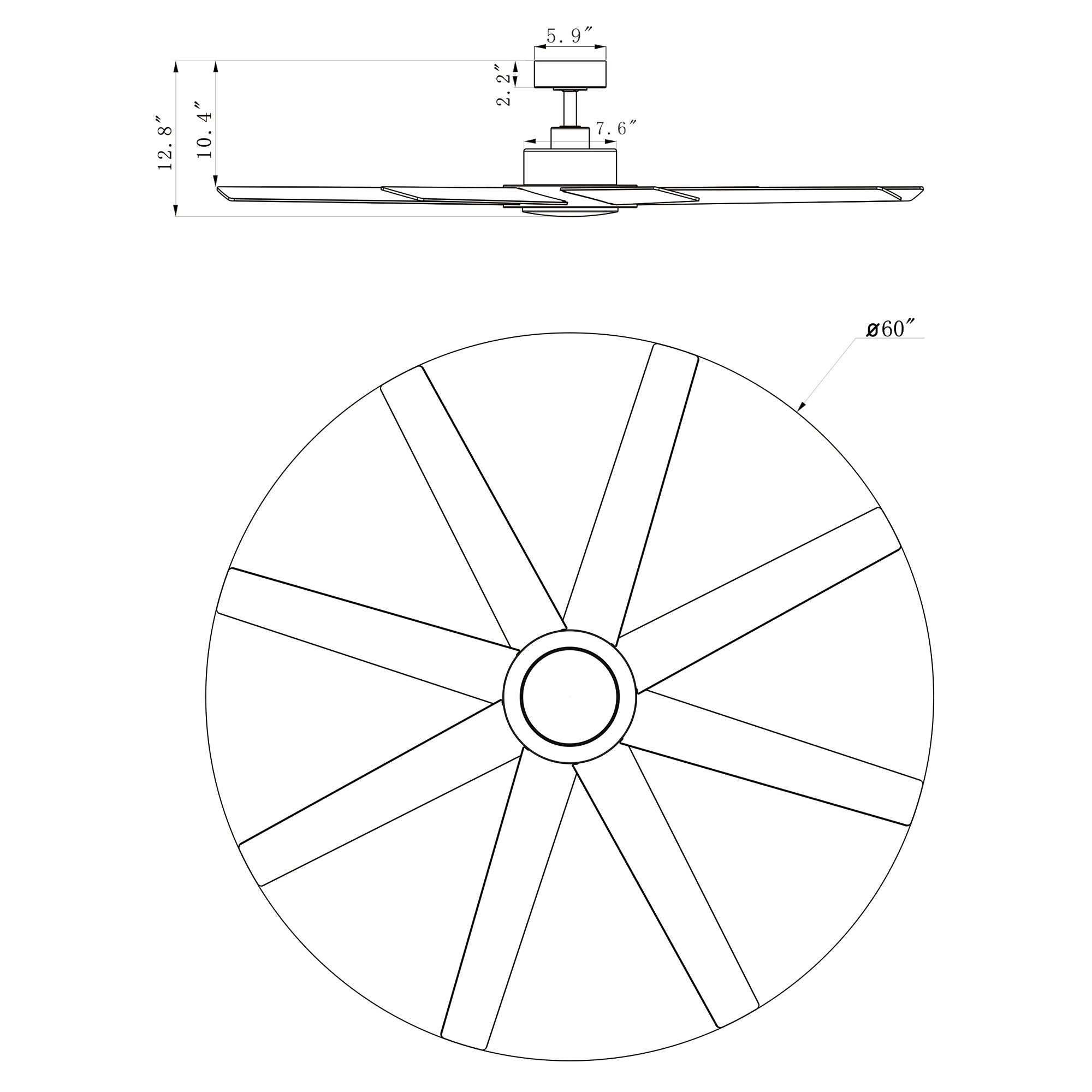 Modern 8-Blade Fan 60"