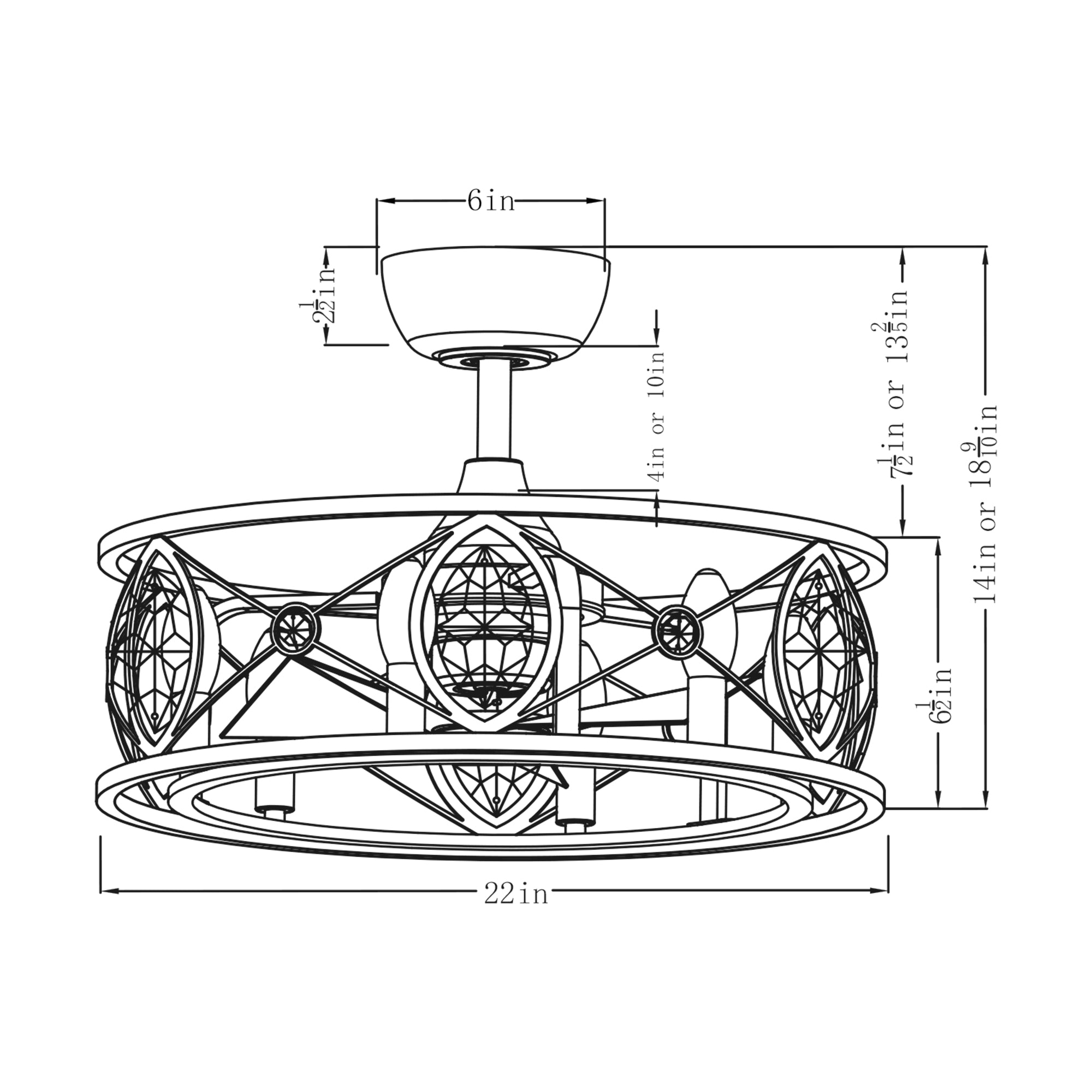 Kashmir Crystal Fandelier 22"