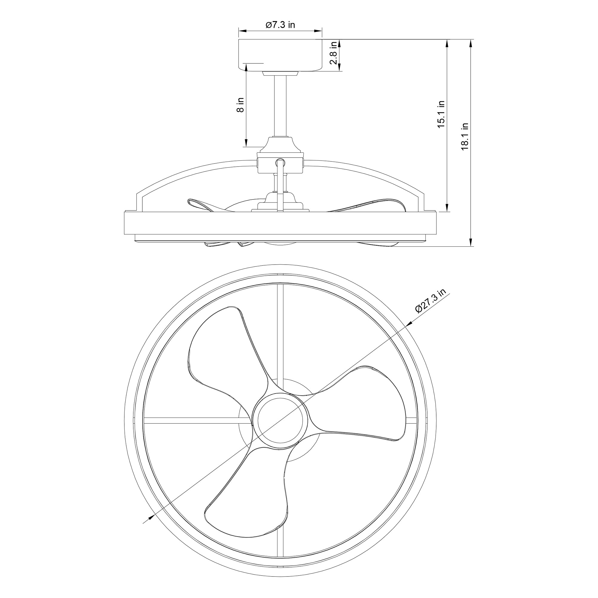 27" Jarpur Industrial Ceiling Fan with Light