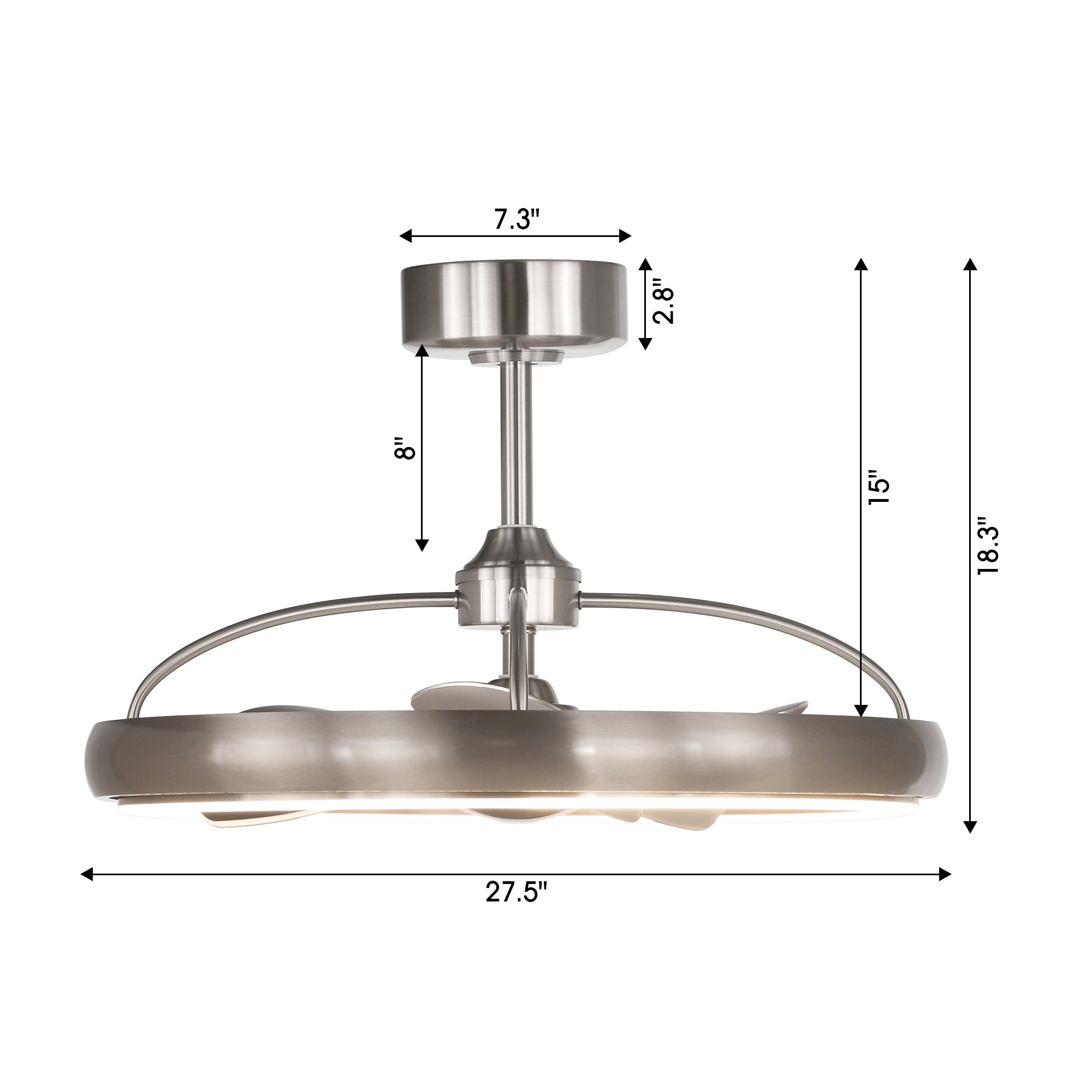 28" Jarpur Satin Nickel Ceiling Fan