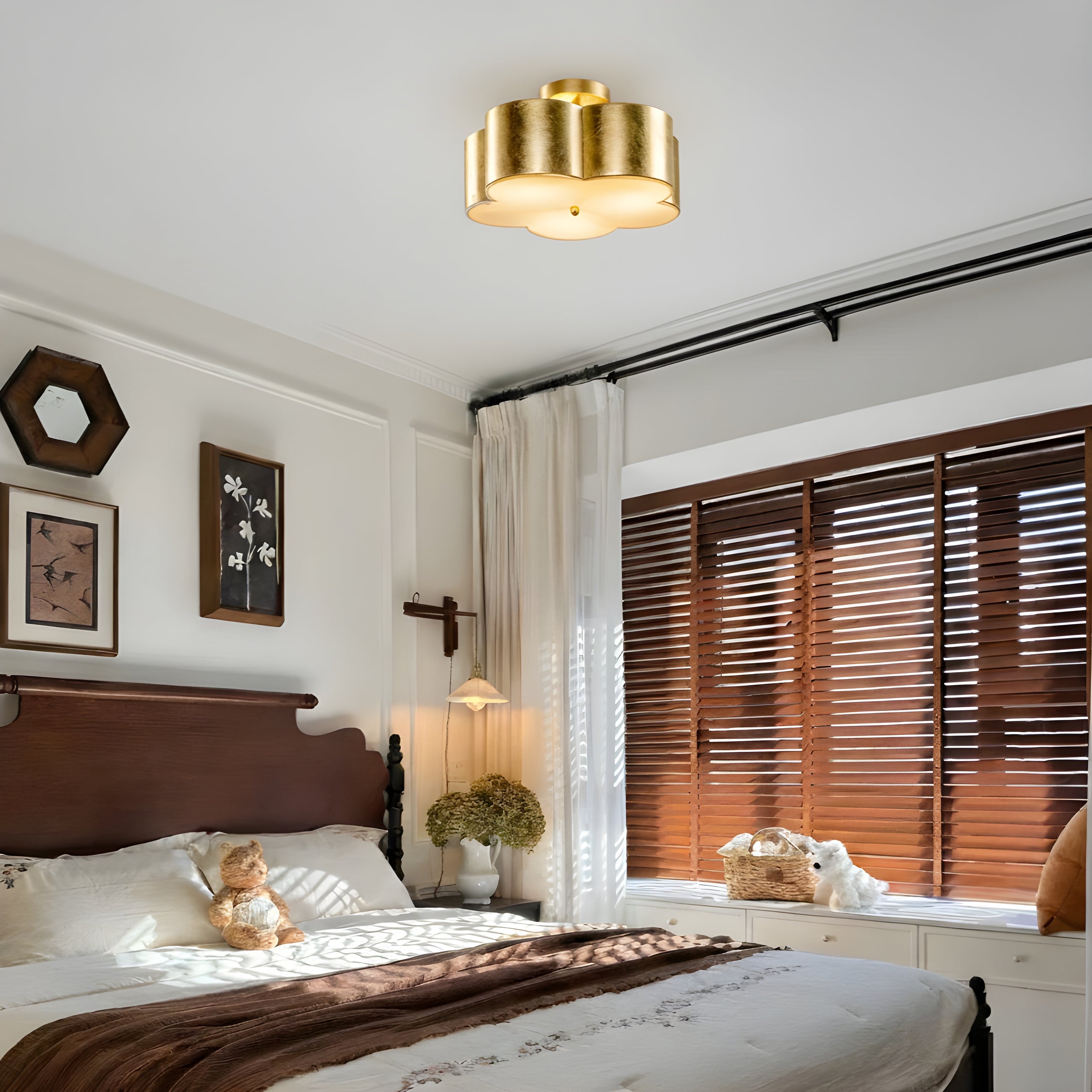 Golden Semi-Flush Ceiling Light