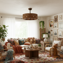 Wicker 24"  Fandelier