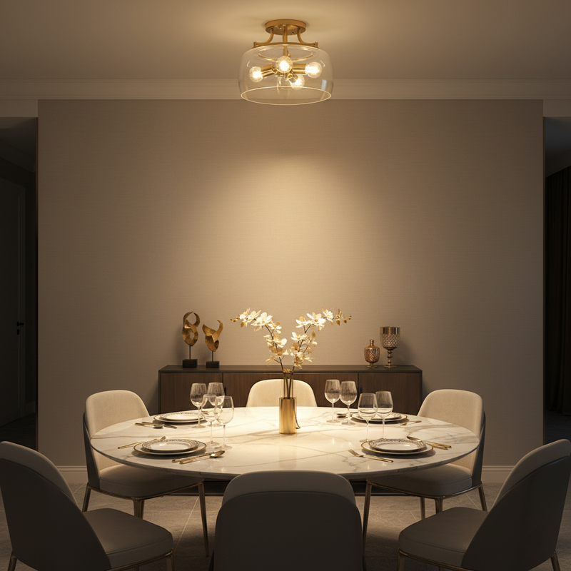 Clara Brass Semi-Flush Mount Light 13" - Perimost