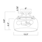 Clara Brass Semi-Flush Mount 13"