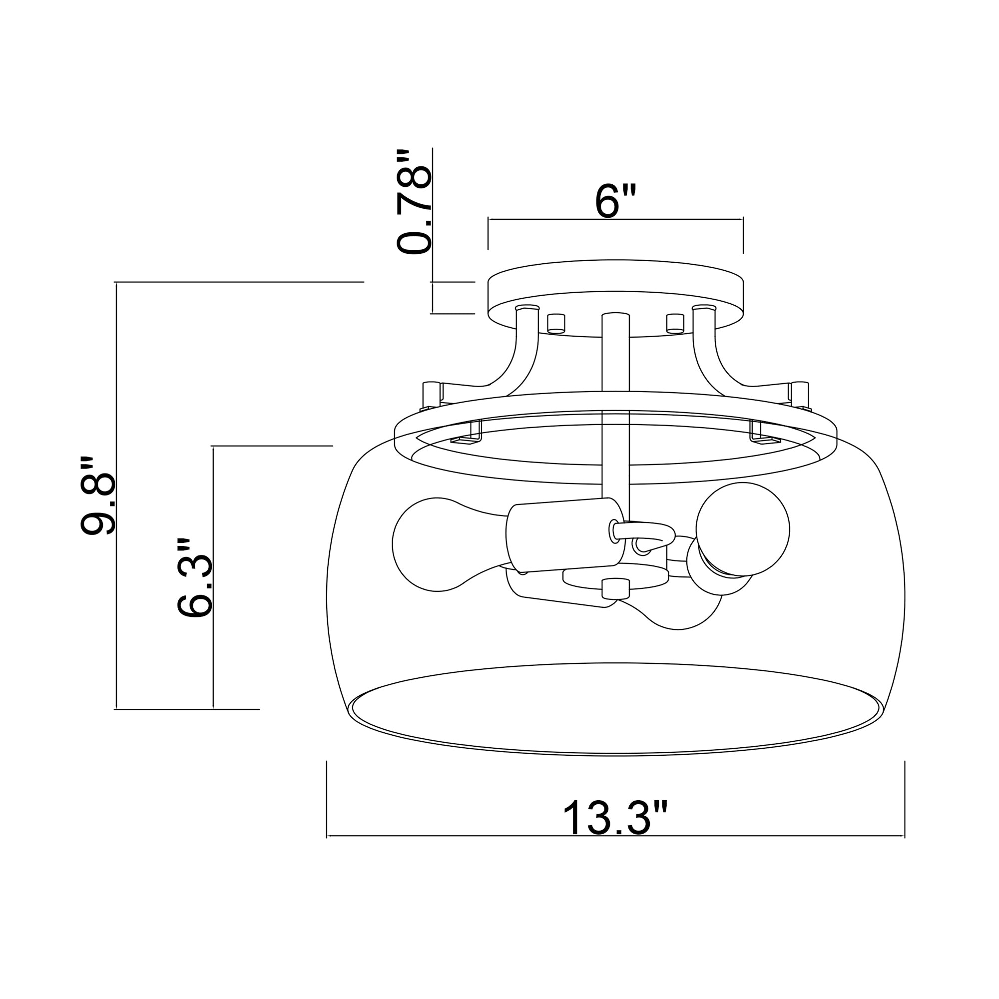 Clara Brass Semi-Flush Mount 13"