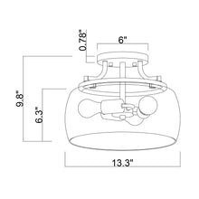 Clara Brass Semi-Flush Mount 13"