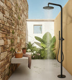 Curved Freestanding Outdoor Shower - Matte Black