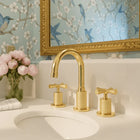 High Arc Cross Handle Widespread Bathroom Faucet – Brushed Brass