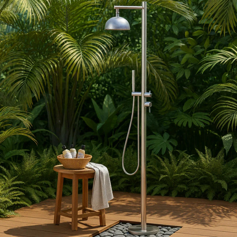 Dome Freestanding Outdoor Shower – Brushed