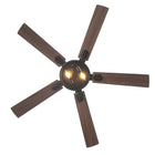 Modern wood blade ceiling fan with integrated exposed LED lights, dark finish
