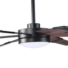 Modern ceiling fan with dark wood blades and integrated LED light