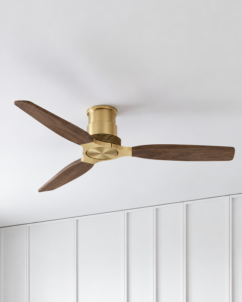 Louise Flush Ceiling Fan 48" · Solid Wood Blades · No Light