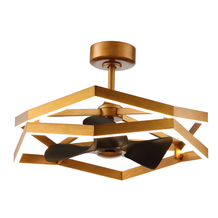 31 Inch Willie Antique Golden Luxury Fandelier with Light and Remote Control - Perimost