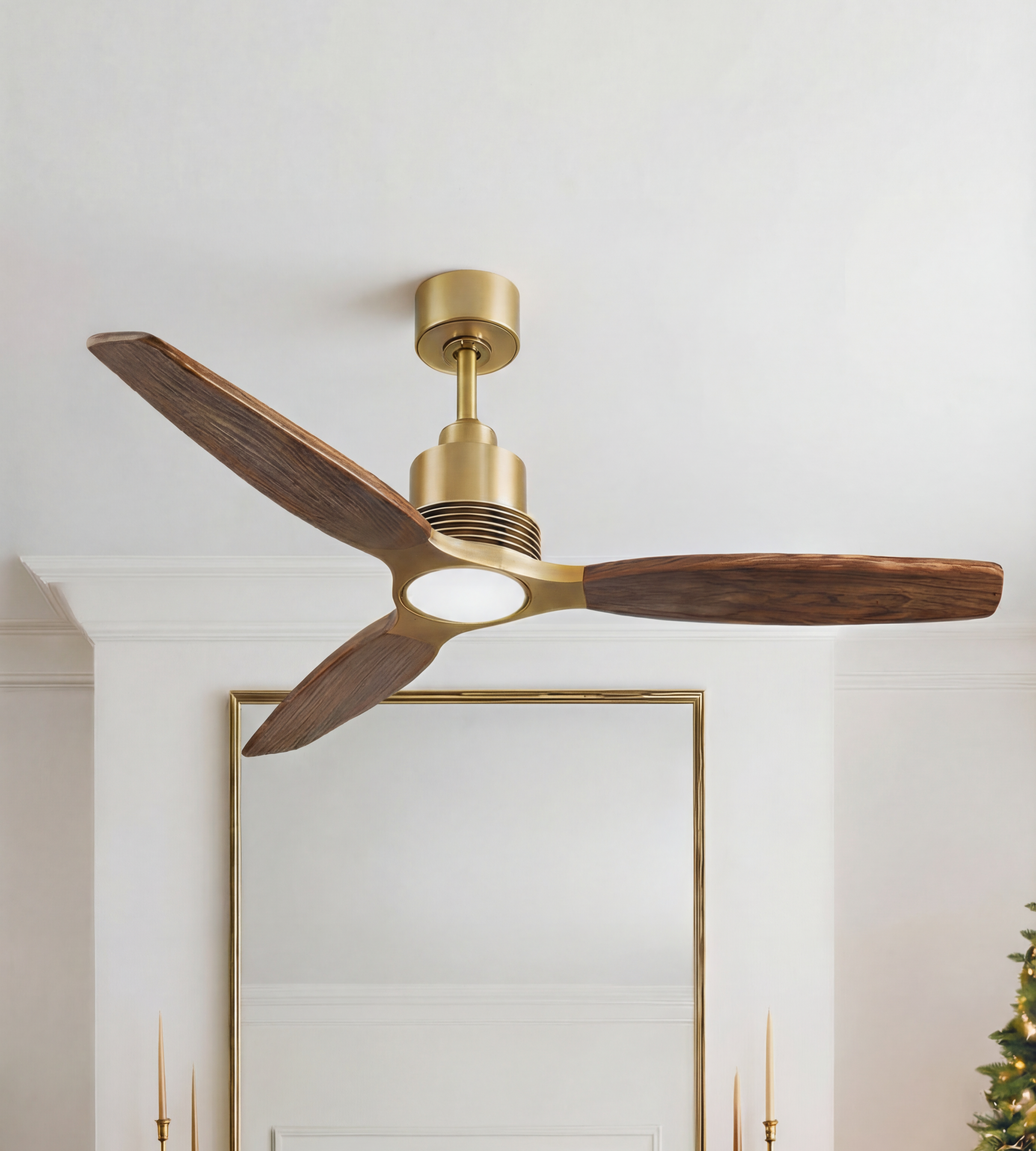 Louise Wooden-Blade Fan 56" - Brass