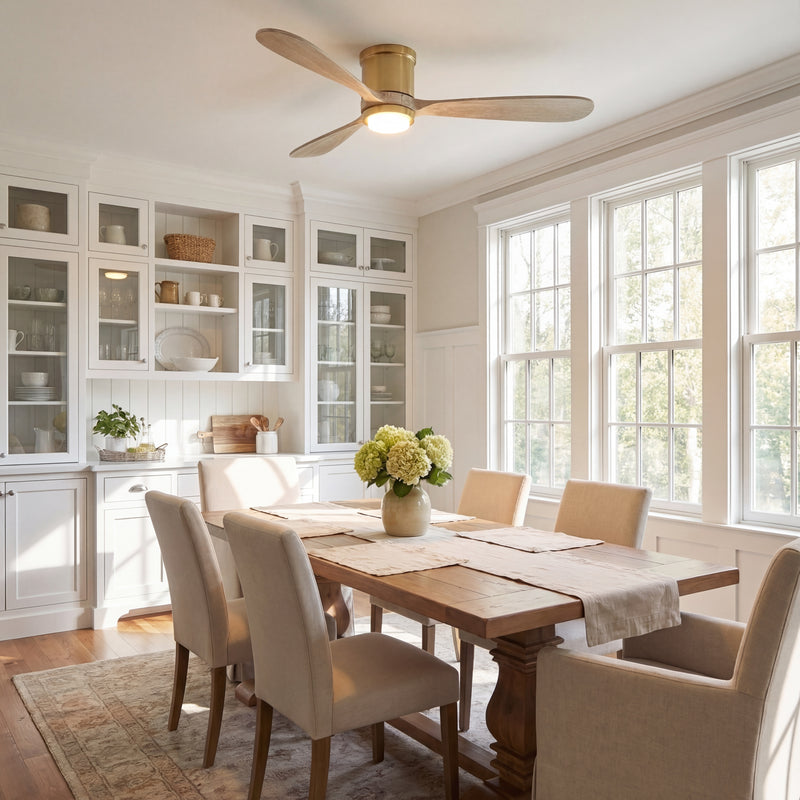 Mayna Flush Ceiling Fan 52" · Solid Wood Blades