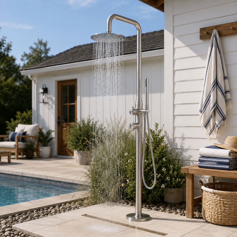 Coast Freestanding Outdoor Shower - Brushed