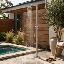Dome Freestanding Outdoor Shower – Brushed