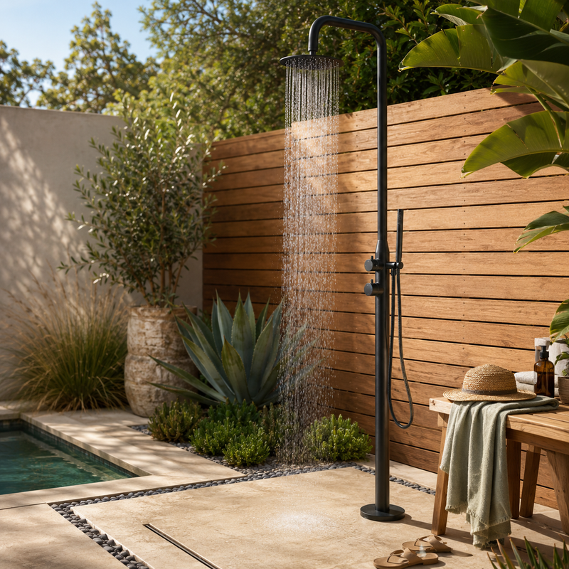 Coast Freestanding Outdoor Shower -Matte Black