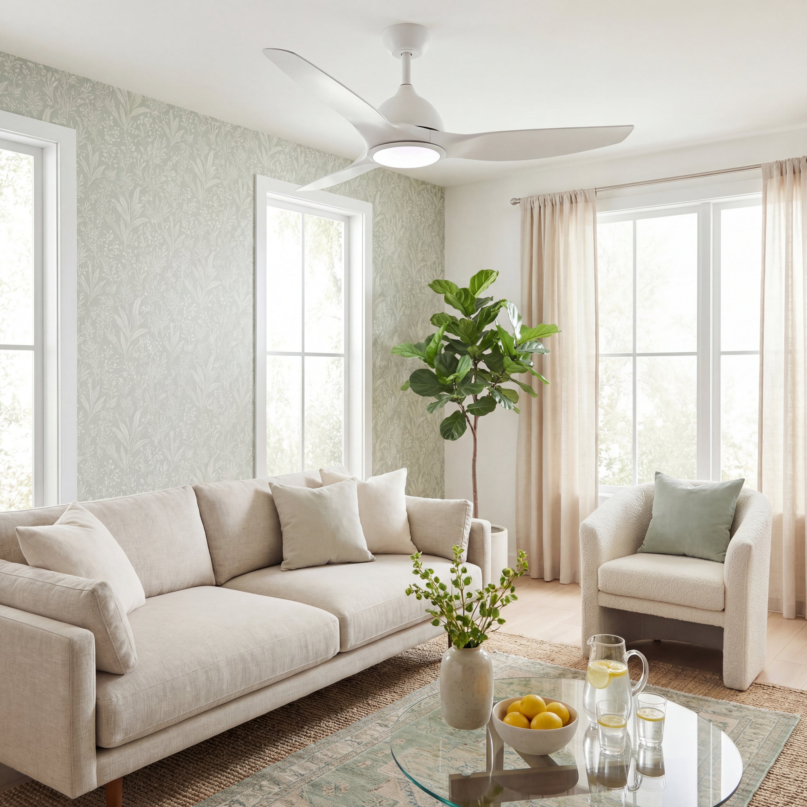 Breeze White Ceiling Fan 52"