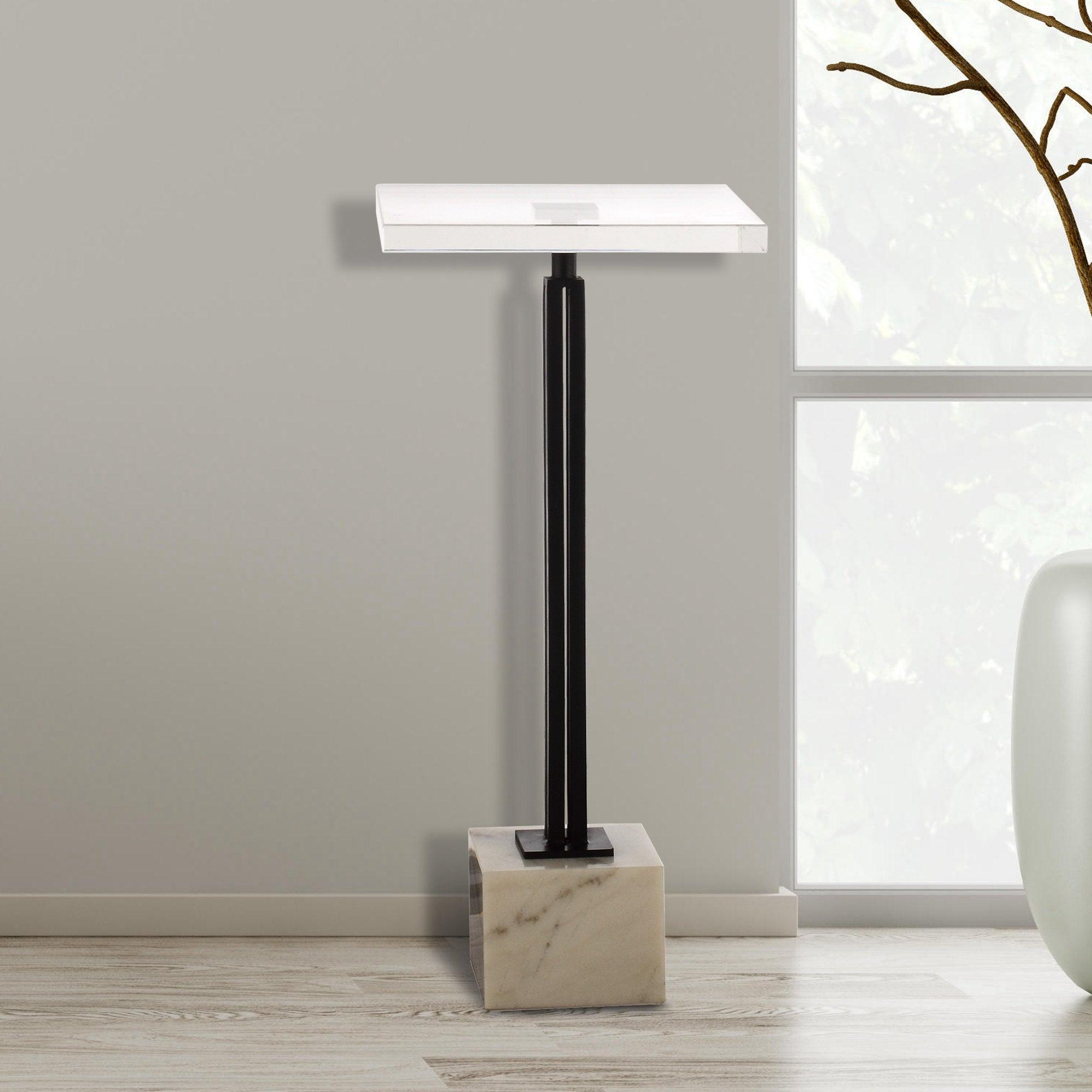 Black Square Side Table with Marble Base - ParrotUncle