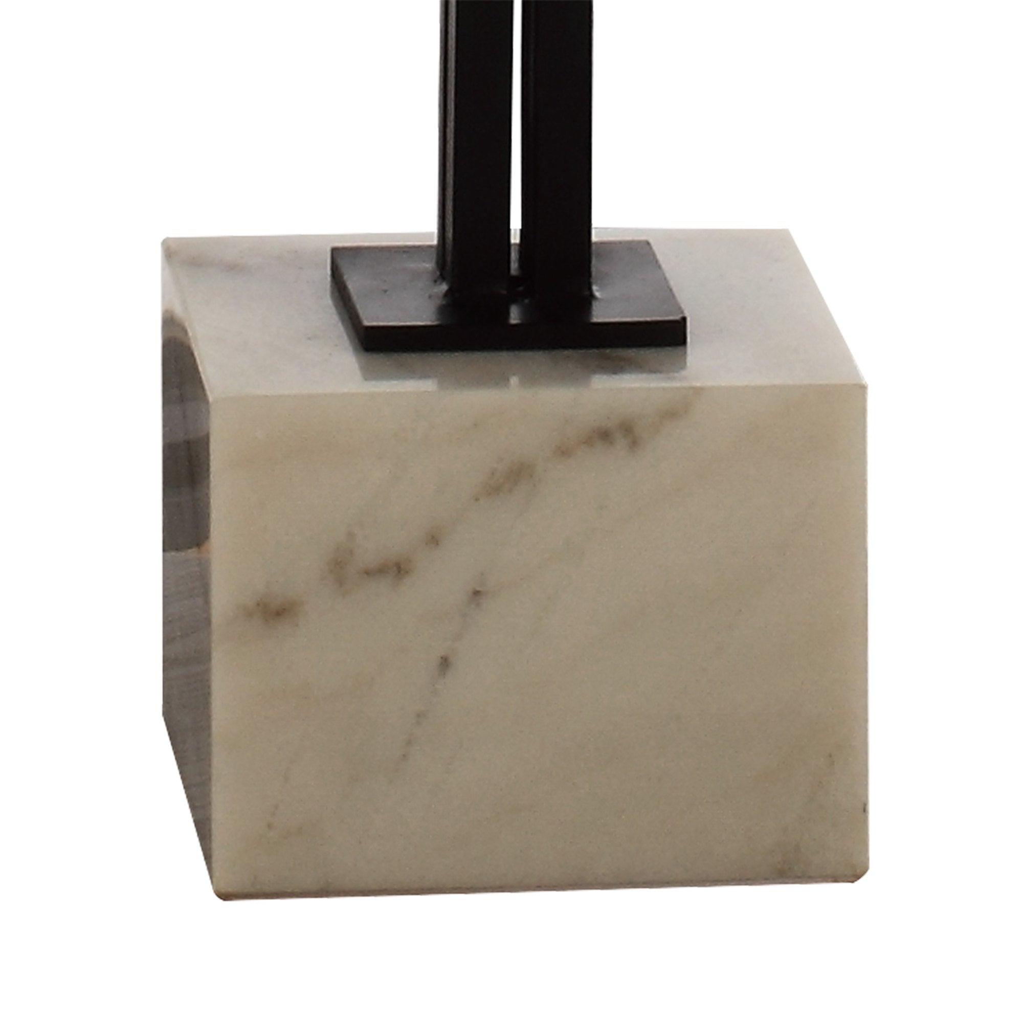 Black Square Side Table with Marble Base - ParrotUncle