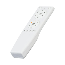 White ceiling fan remote control with timer and speed adjustment buttons
