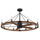 52 Inch Amelia Black Industrial Fandelier with Light and Remote Control - Perimost