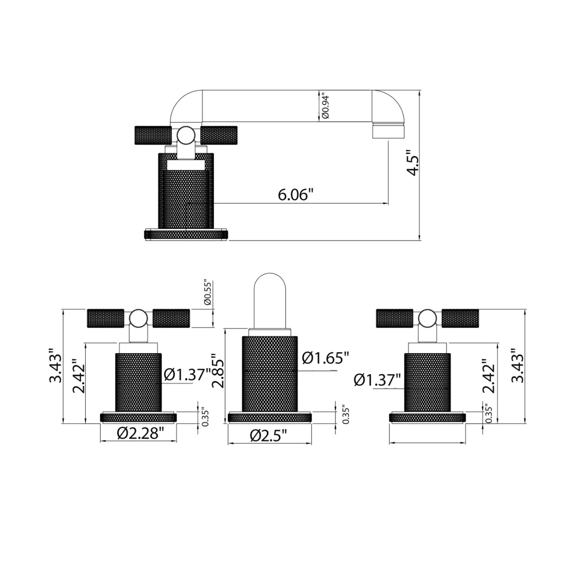 Linea Cross Handle Widespread Bathroom Faucet – PVD Zirconium Gold