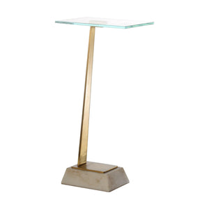 Golden Square Side Table with Marble Base - ParrotUncle