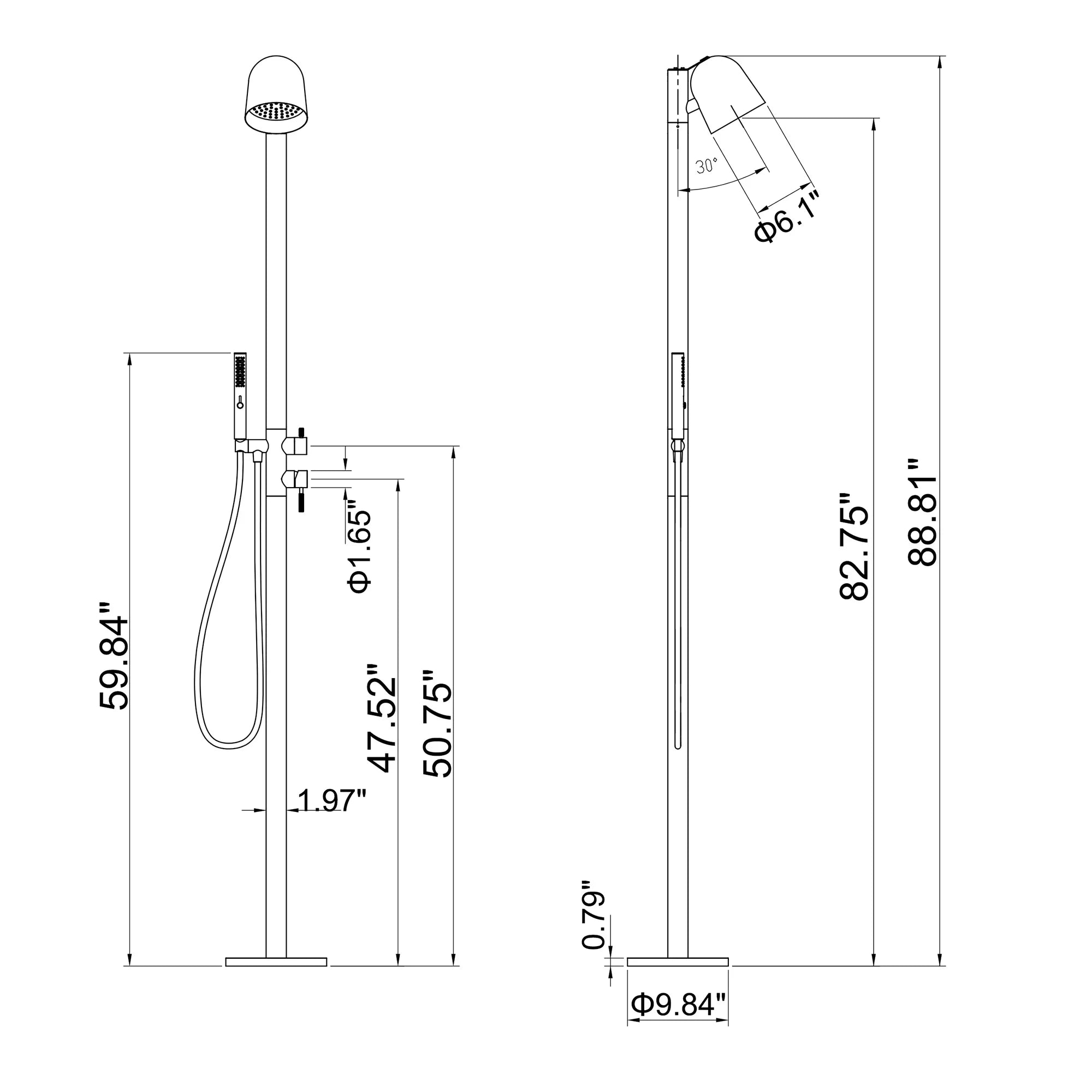 Cap Freestanding Outdoor Shower – Brushed